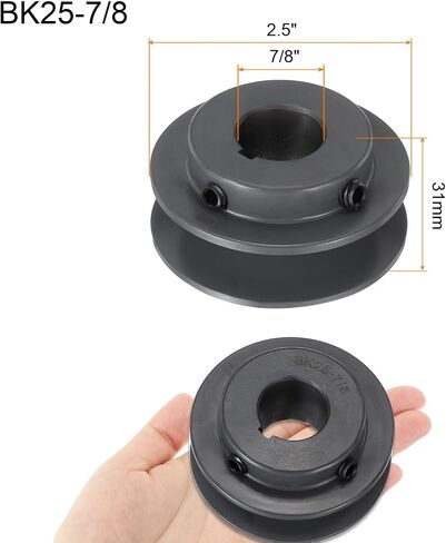 uxcell BK25-7/8 V-Belt Sheave 7/8 "تجويف 2.5" OD واحد الأخدود الويب Sheave بالملل إلى الحجم، الحديد الزهر، قسم الحزام لحزام 3L أو B in Saudi Arabia
