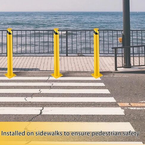 48 Inch Safety Bollard 2 Packs, Bollard Post, 4.5 Inch Diameter, Safety Steel Bollard Post with 24 Anchor Bolts, for Traffic Control, Driveway Barrier, Parking Pole Yellow in Saudi Arabia