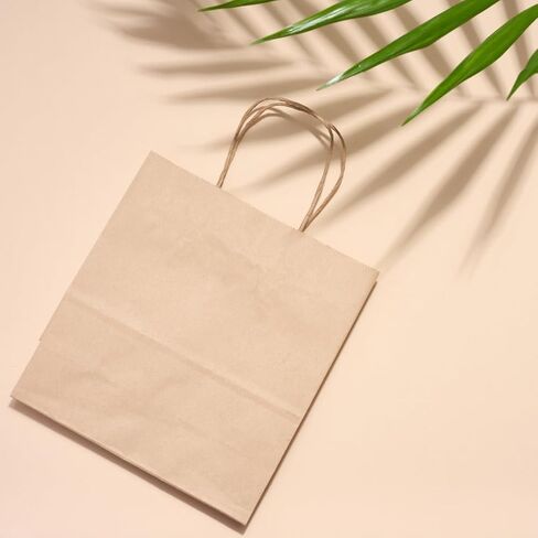 Brown Bags with Handles 10.5 x 8.25 x 4.75 in - Eco-Friendly Kraft Paper, Recycled Brown Gift Bags Ideal for Shopping & Arts and Crafts, Sturdy Stand-Up Design in Saudi Arabia