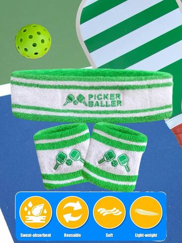 Pickleball Headband, Pickleball Golf Tennis Great Gift or for Your Sports or Team Wristband Sports Band Set Including Towel Wrist and Head Sweatbands in Saudi Arabia
