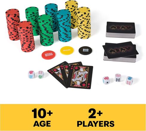 Spin Master Games، مجموعة لعبة البوكر Cardinal Legacy Deluxe المكونة من 200 قطعة، رقائق البوكر الفاخرة ذات اللون المزدوج في حقيبة تخزين خشبية، هدايا للمراهقين، للأعمار من 10 سنوات فما فوق in Kuwait