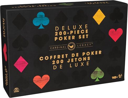 Spin Master Games، مجموعة لعبة البوكر Cardinal Legacy Deluxe المكونة من 200 قطعة، رقائق البوكر الفاخرة ذات اللون المزدوج في حقيبة تخزين خشبية، هدايا للمراهقين، للأعمار من 10 سنوات فما فوق in Kuwait