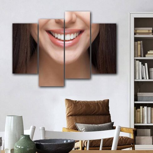 NCDIALHDFU Canvas Wall Art Woman smile Teeth whitening Dental care Photo Prints Realism Artworks Modern Wall Decor for Living Room Clinic Office Gift for Dental Students Dentist Nurses in Saudi Arabia