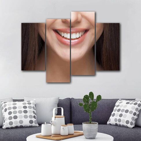NCDIALHDFU Canvas Wall Art Woman smile Teeth whitening Dental care Photo Prints Realism Artworks Modern Wall Decor for Living Room Clinic Office Gift for Dental Students Dentist Nurses in Saudi Arabia
