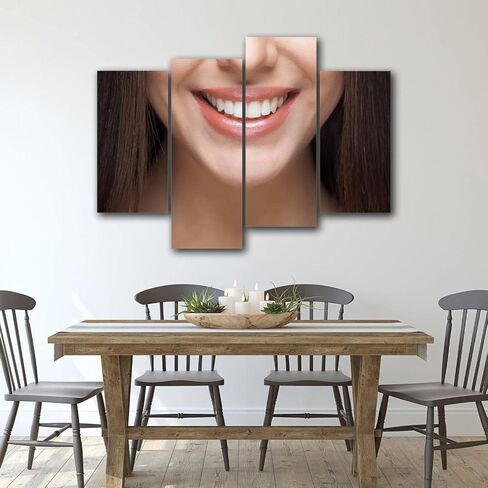 NCDIALHDFU Canvas Wall Art Woman smile Teeth whitening Dental care Photo Prints Realism Artworks Modern Wall Decor for Living Room Clinic Office Gift for Dental Students Dentist Nurses in Saudi Arabia