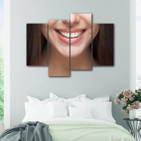 NCDIALHDFU Canvas Wall Art Woman smile Teeth whitening Dental care Photo Prints Realism Artworks Modern Wall Decor for Living Room Clinic Office Gift for Dental Students Dentist Nurses in Saudi Arabia