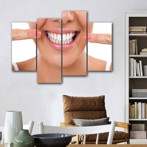 NCDIALHDFU Canvas Wall Art Woman smile Teeth whitening Dental care Photo Prints Realism Artworks Modern Wall Decor for Living Room Clinic Office Gift for Dental Students Dentist Nurses in Saudi Arabia