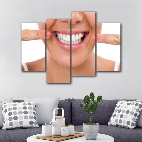 NCDIALHDFU Canvas Wall Art Woman smile Teeth whitening Dental care Photo Prints Realism Artworks Modern Wall Decor for Living Room Clinic Office Gift for Dental Students Dentist Nurses in Saudi Arabia