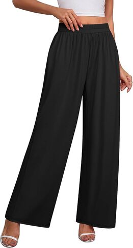 عبوة من 3 سراويل واسعة الساق للنساء مع جيوب، سراويل بيجاما مريحة بخصر مطاطي، سراويل رياضية لليوجا in Kuwait