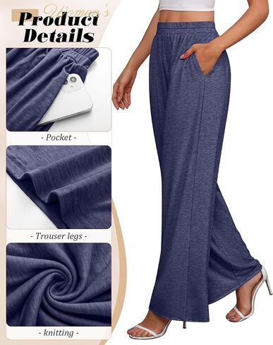 عبوة من 3 سراويل واسعة الساق للنساء مع جيوب، سراويل بيجاما مريحة بخصر مطاطي، سراويل رياضية لليوجا in Kuwait