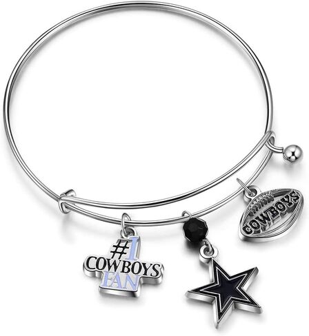 NFL unisex-adult Three Charm Logo Bangle Bracelet in Saudi Arabia