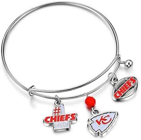 NFL unisex-adult Three Charm Logo Bangle Bracelet in Saudi Arabia