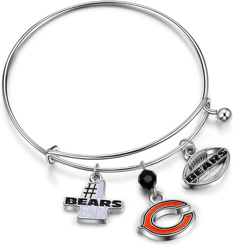 NFL unisex-adult Three Charm Logo Bangle Bracelet in Saudi Arabia