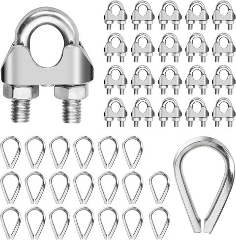 3/16 بوصة مشبك كابلات M5 حبل كليب ، 304 سلك فولاذي مقاوم للصدأ حبل كابل كليب المشبك كشتبان مناسبة لحبل سلك 3/16 بوصة in Kuwait