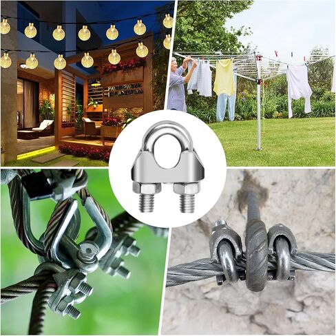 3/16 بوصة مشبك كابلات M5 حبل كليب ، 304 سلك فولاذي مقاوم للصدأ حبل كابل كليب المشبك كشتبان مناسبة لحبل سلك 3/16 بوصة in Kuwait