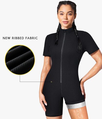 بدلة ساونا لتدريب الخصر من Junlan للنساء، قميص بدلة رياضية مضلع لكامل الجسم in Kuwait