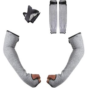 Arm Protection Sleeve, Level 5 Safety Arm Guard Sleeve Anti-cutting Protective Burn-resistant Arm Sleeve Bite Sleeve 18in with Thumb Hole Hook and Loop Tape 1 Pair