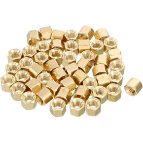 uxcell 50pcs Brass Straight PCB Pillar Female Thread Hex Standoff Spacer M3x5x4mm