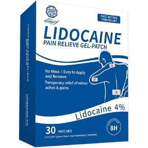 4% Lidocaine Patches, 30 Count Lidocaine Gel Relieving Patches Max Strength Pain Relief for Back, Knee, Neck, Shoulder, Joints and Muscles