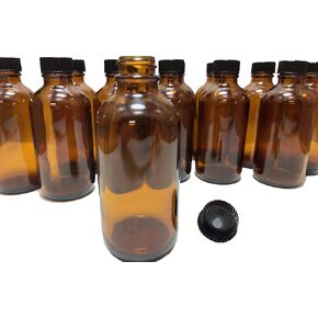 4oz Amber Glass Bottles (120mL) with Polycone Caps - Pack of 42