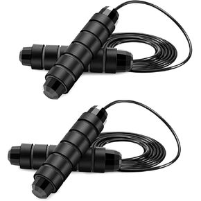 2Pcs Jump Rope,Rapid Speed Jumping Rope for Workout Cable with Ball Bearings,Jump Ropes for Fitness for Women Men, Adjustable Skipping Rope for Home Exercise,Fitness,Slim Body - Black