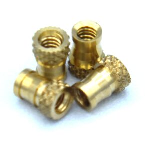 [ J&J Products ] Brass Insert IUB-256, 2-56 Tapered, Thru-Threaded, 3.6 mm OD, 4.8 mm Length, Heat Staking Inserts, 100pcs
