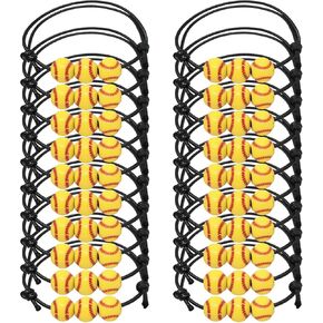 Honbay 20PCS Adjustable Black Braided Rope Bracelets Softball Beads Bracelets Yellow Softball Beads Wristbands Inspirational Sports Ball Bracelets Sports Party Favors Sport Team Gifts