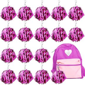 20 Pcs Cheer Pom Pom Keychains Cheer Gift Bulk Cheerleading Keyring Charm for Women Cheer Accessory Sports Events