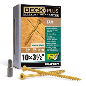 Deck Plus 48421 Wood Screws #10 x 3-1/2", Tan, 1lb Box