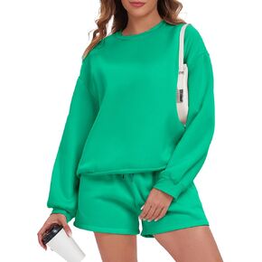 Womens 2 Piece Outfits Sweatsuit Sweat Shorts Sets Oversized Lounge Matching Sets Fashion Tracksuit Set