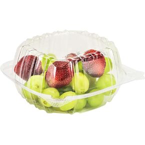 Plastic Hinged Food Container Dessert Containers - Disposable Plastic Clamshell Food Containers for Salads, Pasta, Sandwiches, 6x6x3 (25)
