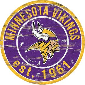 Fan Creations Sign Minnesota Vikings Round Distressed, Multi
