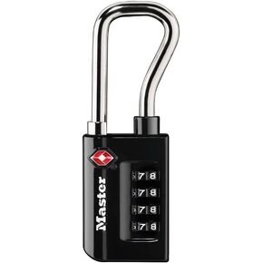 Master Lock Padlock, Set Your Own Combination TSA Accepted Luggage Lock, 1-5/16 in. Wide, Black, 4 pk, 4696EC4