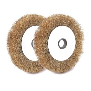 ATOPLEE Wire Brush Wheel for Angle Grinder, Set of 2, Brass Coated Wire Brush Wheel for Removal of Rust/Corrosion/Paint (Diameter:150mm)