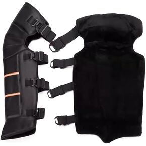 1Pair 27.5" PU Leather Motorcycle Leg Warmer Reflective Windproof Winter Knee and Leg Pads Waterproof Motorcycle Knee Pads with Adjustable Straps for Winter Motor Riding Cycling Skating