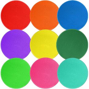 Poly Spots Spot Markers for Gym Floor 9 inch Flat Cones Non-Slip Rubber Floor Dots Circles for Kids Sports Soccer Basketball Agility Training Dance Classroom