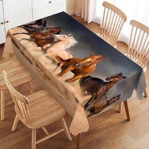 Horse Rectangle Tablecloth Horses Herd Run in Desert Sand Storm Table Cloth for Kitchen Dining Tablecloths Table Cover Decor for Party Patio 54 x 72 Inch
