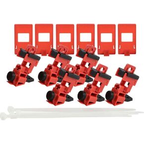 Brady Taglock™ Circuit Breaker Lockout Devices - 120/277 Volt Clamp-On Single-Pole Breaker Lockout Device with Detachable Cleat, No Lock Needed - Red - 148698 (Pack of 6)