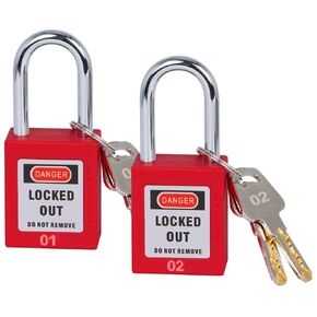 Lockout Tagout Locks, 2pcs Safety Locks Keyed Differently, Lock Out Tag Out Padlocks Set, 2 Keys Per Lock, Lockout Tagout Station Refill, Red