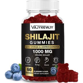 1000 MG Shilajit Gummies, Organic Shilajit Gummies with 85+ Trace Minerals, Fulvic Acid, Shilajit for Men & Women, Shilajit Resin, Shilajit Himalayan Organic for Energy, Brain, Immunity, 120 Count