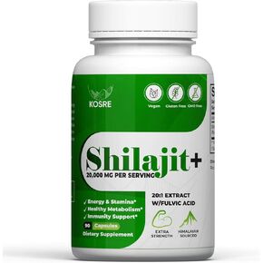 Pure Himalayan Shilajit 10000mg High Potency Organic Capsules 90 Count | 45 Day Supply | with Fulvic Acid & Essential Trace Minerals for Boosted Energy & Immune Support for Adults - 3rd Party Tested