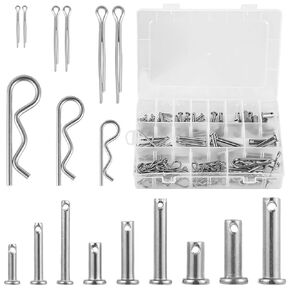 122 Pcs Pins Assortment Kit, Including M4 M6 M8 Clevis Pins with M1.5 M2 M3 Cotter Pins and R Clips, 15 Size 304 Stainless Steel Pin Fasteners for Automotive, Trucks