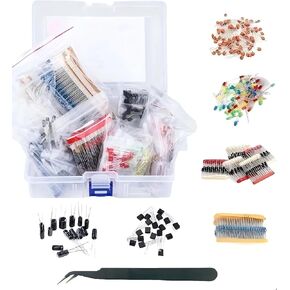 1400Pcs Electronic Component kit 1/4w 1% Metal Film Resistor Transistor Component Electrolytic Capacitor Ceramic Capacitor Diode LED Diode - for Arduino DIY Electronic Parts