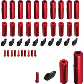 10 PCs Each Red Bike Brake Cable Tips Caps End Crimp Shift Derailleur + Cable Tube Clamp Grommets Frame Buckles Clip Holder Wire Line Pipe Guide Plugs Organizer Road Mountain Bicycle