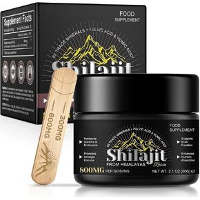 Pure Himalayan Organic Shilajit Resin - 800mg Potency Gold Grade Shilajit Supplement - Natural & Authentic with 85+ Trace Minerals & Fulvic Acid - Energy & Immune Support - for Men & Women - 60 Grams