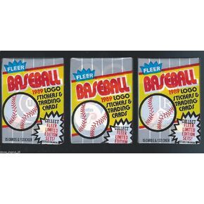 Lot of 3 1989 Fleer Baseball Wax Packs (45 Cards Total) Possible Ken Griffey Jr, Randy Johnson Rookie Cards