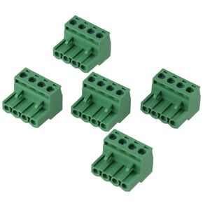 5Pcs Terminal Block, Green 4 Pole PCB Mount Terminal Connector, Male & Female 4 Pin Phoenix Type Connector for Electronics