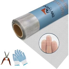 304 Stainless Steel Screen Roll, Stainless Steel Pet Proof Screen Mesh, Heavy Duty Insect Screen for Window Screen/Door Screen/Patio Screen Replacement 20 Mesh 0.09" Diameter Wire (39.4"x32.8')