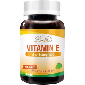Lovita Vitamin E 400 IU Softgels, Natural Vitamin E 268 mg (as D Alpha Tocopherol), Vegan Vitamin E for Healthy Skin, Hair, Nails & Immune System Support, 60 Vegetarian Softgels