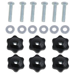T-Track Knob Kits Galvanized Iron Screws 1/4-20 x 1-1/4 "and 1/4" Black Hex Hand Nuts Plus 1/4 "Galvanized Iron Flat Washers 6 Set